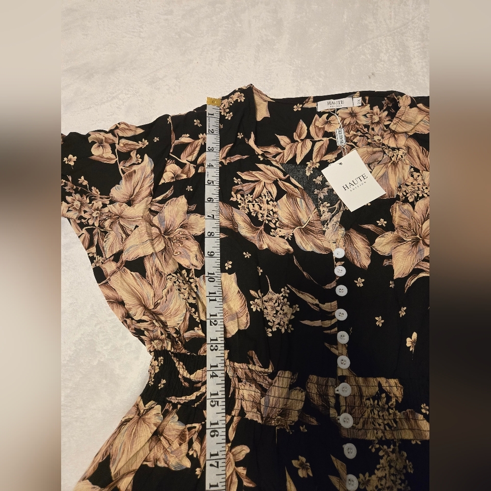 NWT Haute Edition Dress Floral Women's Size 2X Color Black/Bronw - Picture 7 of 12